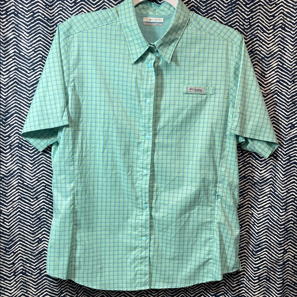 Columbia Aqua Checkered Shirt
